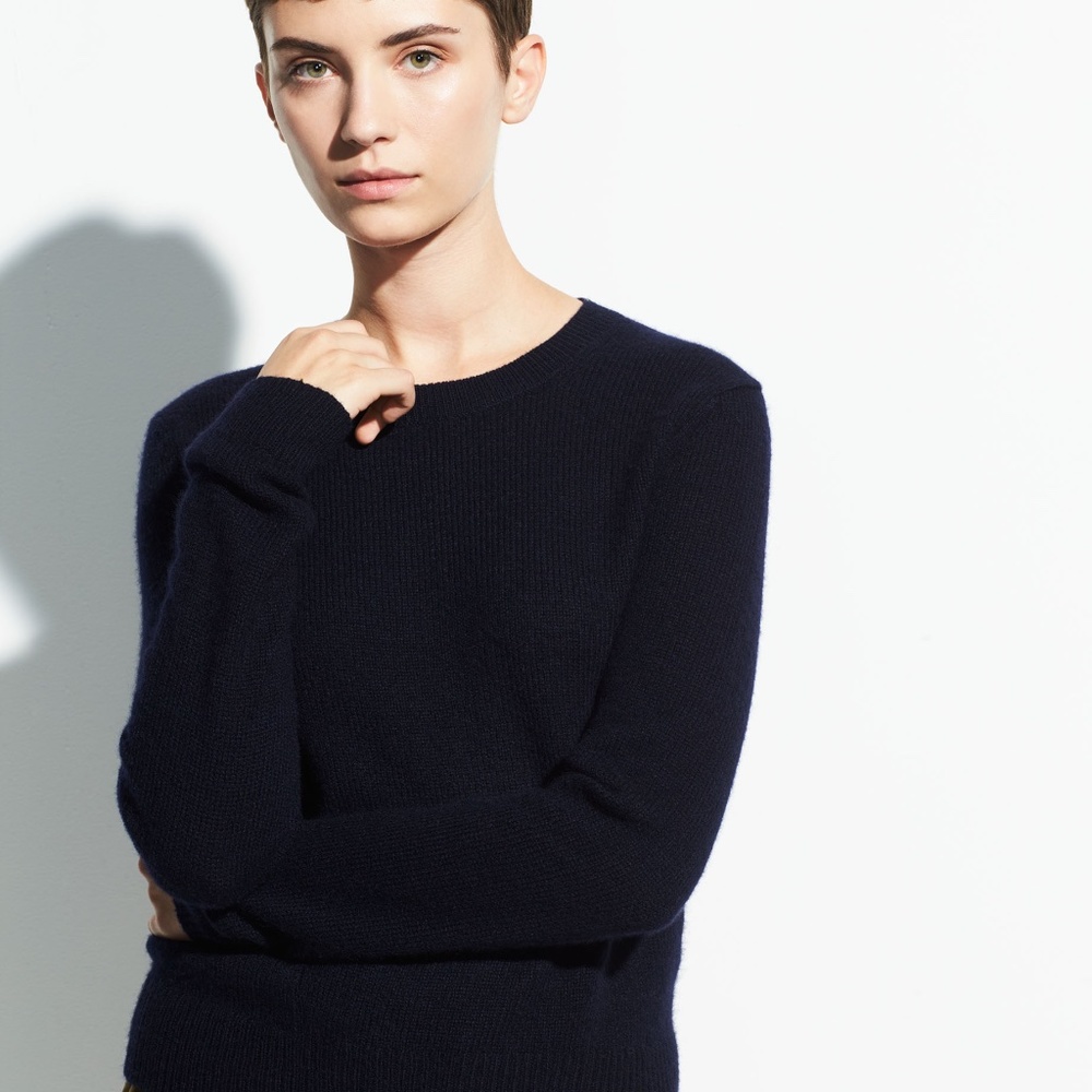 New Vince Seamed Crew Neck Cashmere Pullover